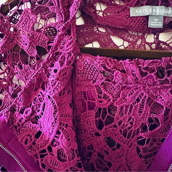 Kate & Mallory crochet lace zipper jacket plum purple 1xl - Picture 7 of 7